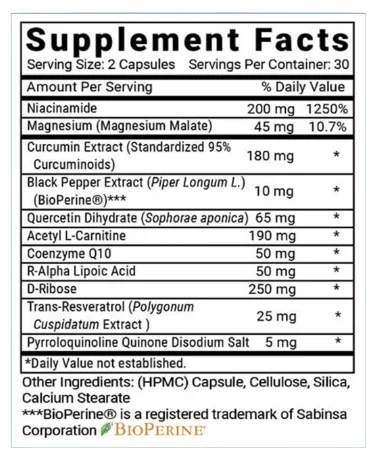 Advanced Mitochondrial Formula Supplement Fact